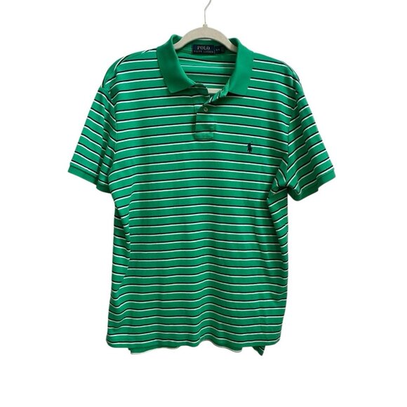 Polo Ralph Lauren Golf Polo Shirt Mens Large Green Stripe Short Sleeve Pony - Picture 8 of 8